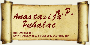 Anastasija Puhalac vizit kartica